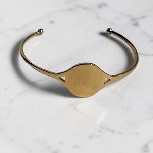 Gold Circle Round Open Cuff Bracelet Minimalist Bangle